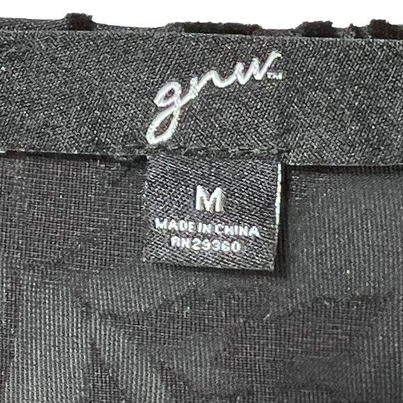 Velvet Floral Burnout Asymmetric Tunic NWT Cut Out Long Sleeve Black Sheer Med - Picture 5 of 10